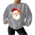 thumbnail image 5 of Hooded Sweatshirt for Women Fashion Loose Casual Christmas Printed Round Neck Long Sleeve Hoodless Sweatshirt, 5 of 7