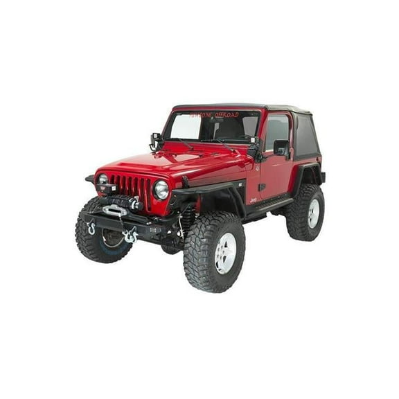 Fishbone Offroad 97-06 Jeep Wrangler TJ Winch Plate Steel - Black Textured Powdercoat Piranha Series