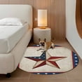 thumbnail image 3 of Independence Day Washable Round Area Rug 3.3 ft, Retro Blue Red Stars Linen Texture, Soft Non Slip Rugs Stain Repellent Indoor Felt Carpet for Living Dining Room Bedroom Home Office, 3 of 9
