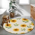 thumbnail image 4 of Yellow Sunflower Round Area&nbsp;Rug 3ft Spring Watercolor Floral Leaf Plant Linen Texture Non-Slip&nbsp;Washable Circle Rugs Soft Felt Indoor Floor Mat for Bedroom Kitchen Living Room Bathroom, 4 of 9