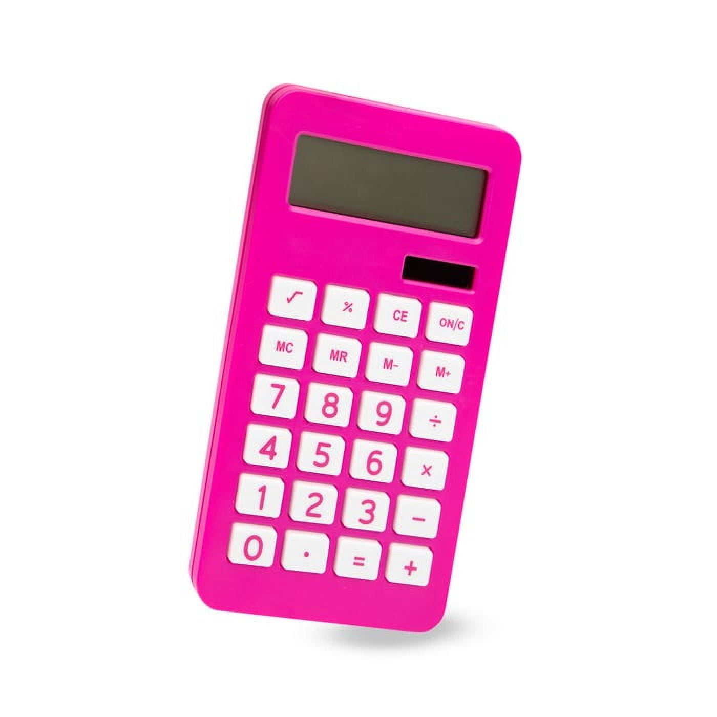 JAM Paper Desktop Calculator, 10 Digit LCD Display, 3 3/4 x 6 3/4 Inches, Fuchsia Pink, 1 Pack