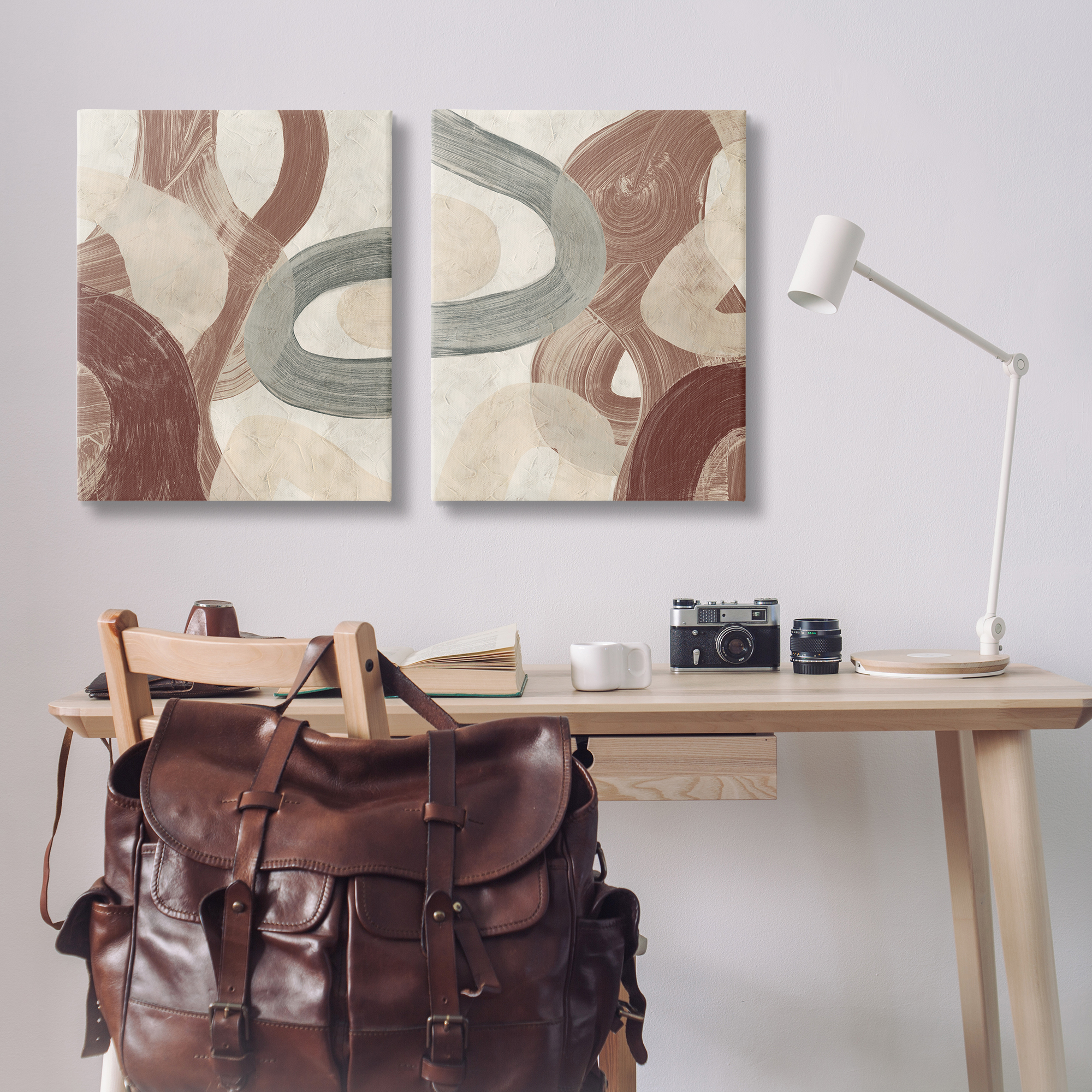 Stupell Industries Curvy Abstract Swirls Abstract Painting Wrapped Canvas Art Print Wall Art, 24 x 30, Set of 2