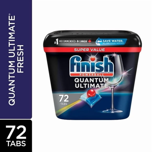 Finish Capsules de Détergent pour Lave-Vaisselle, Quantum Ultimate, Frais, 72 Tablettes