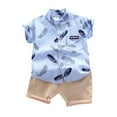 thumbnail image 1 of MIASHUI Toddler Boy Cotton Summer Short Sleeve T-Shirt and Short Set,Blue,2-3 Years, 1 of 5