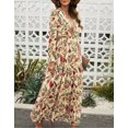 thumbnail image 2 of Womens Floral Maxi Dress Casual Deep V Neck Long Sleeve Long Evening Dress Cocktail Party Wedding Dresses, 2 of 4