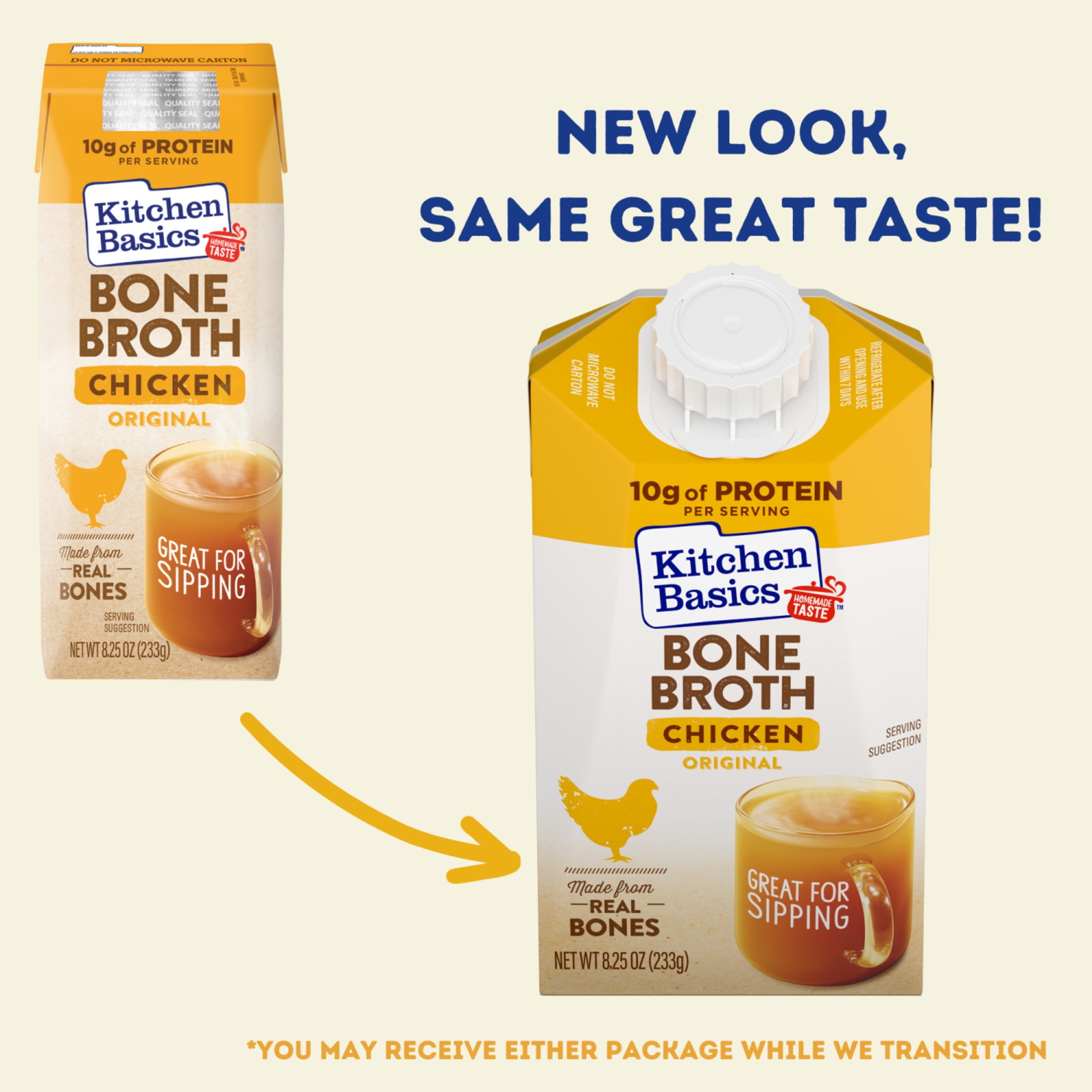 (12 pack) Kitchen Basics Chicken Bone Broth, 8.25 oz Carton