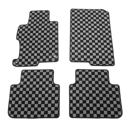 Ikon Motorsports Loop Pile Tufted Car Floor Mats Fits 2013-2017 Honda Accord, Checkered Grey Black Plaid, All weather Anti-Slip Car Protector Carpets