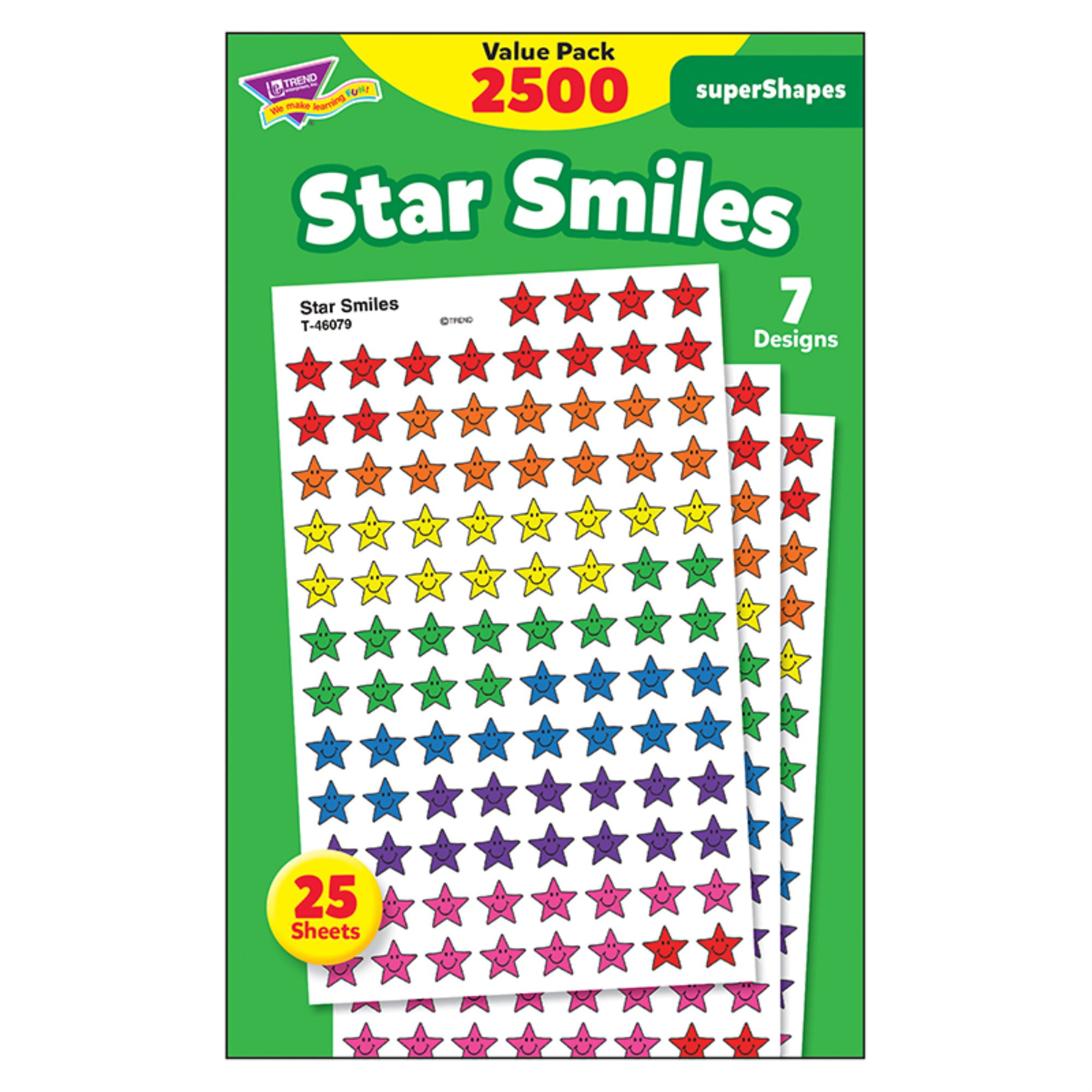 Neon Green, Trend Superspots Neon Smiles Stickers Variety Pack 2500 Smilies 