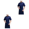 thumbnail image 1 of sweethay Abrigo de Chef de verano, uniforme de Chef de manga corta de poliéster, traje con botones, camisas de carnicero para hombres, Type2 NO2, 1 of 6