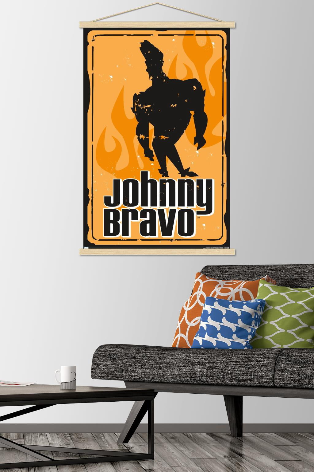 Johnny Bravo - Sign Wall Poster with Wooden Magnetic Frame, 22.375" x 34"