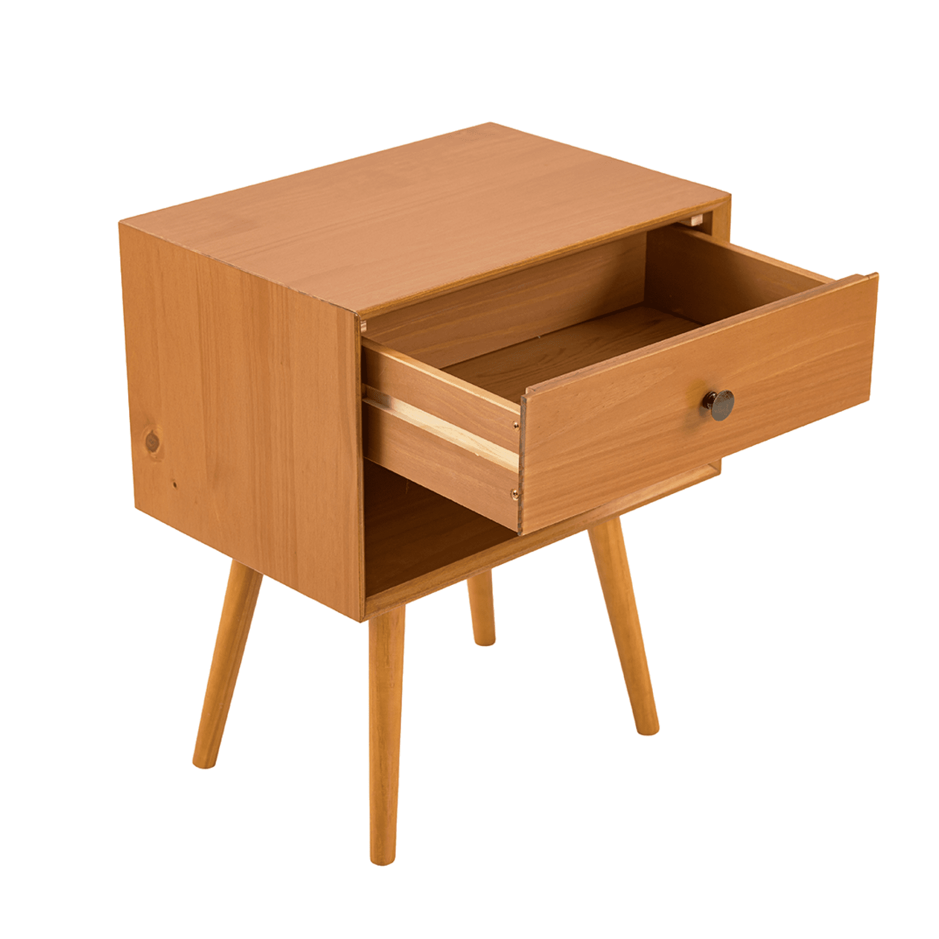 Mcm 1 Drawer Solid Wood Nightstand Caramel - For Adults and Teens