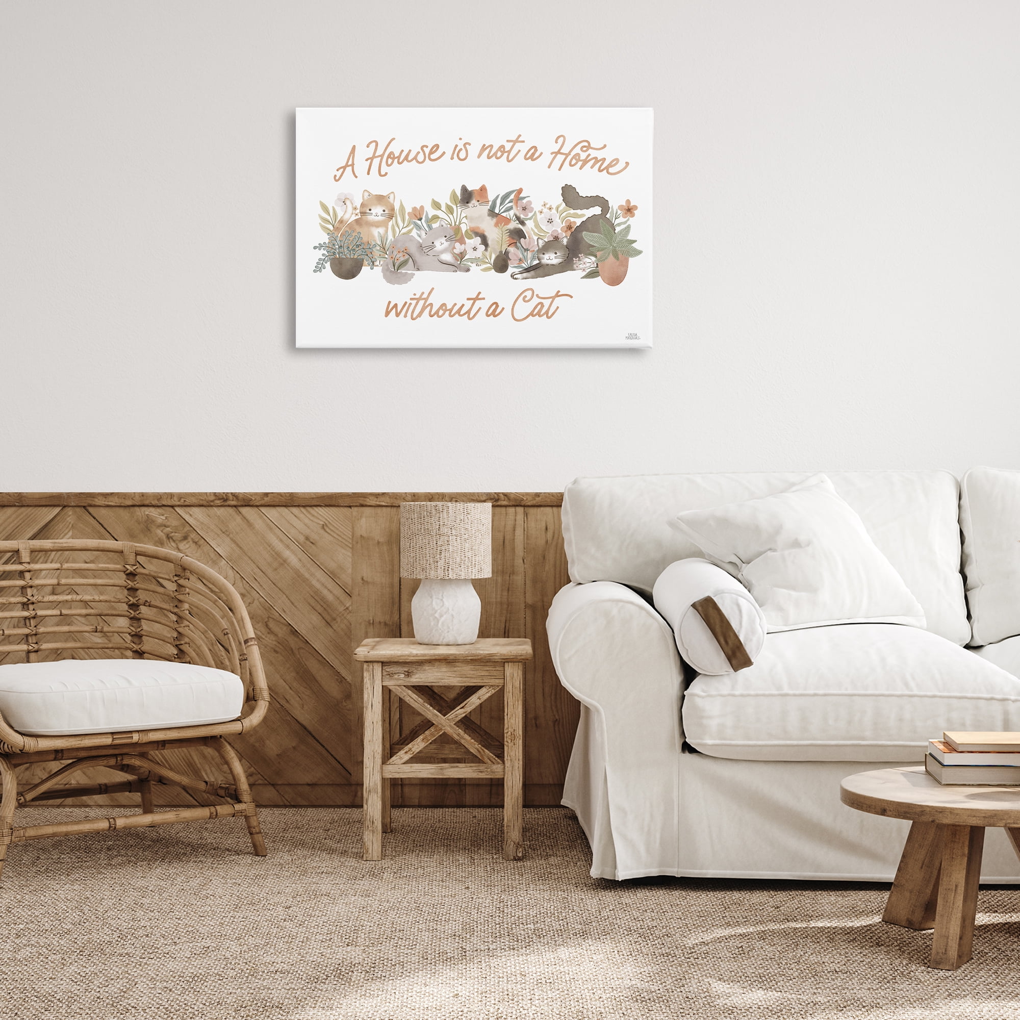 Stupell Industries Cozy Cats & Plants Phrase Animals & Insects Painting Gallery Wrapped Canvas Art Print Wall Art, 30 x 20