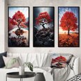 thumbnail image 1 of Designart "Coral Tree Maple Euphony" Floral Framed Wall Art Set Of 3 - Coral Tree Maple Frame Canvas Set For Living Room Decor, 1 of 6