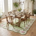 thumbnail image 2 of Kzaei 8'x10' Floral Scalloped Area Rug for Living Room, Washable Soft Rug with Non-Slip Backing, Large Floral Vintage Distress Print Pattern Carpet, Green, 2 of 7