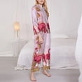 thumbnail image 3 of Lsque Flamingos In The Tropical Forest Pattern Long Sleeve Pajama Set for Women - Soft 2-Piece Sleepwear and Loungewear Set with Pockets, Comfy Nightwear-X-Large, 3 of 7