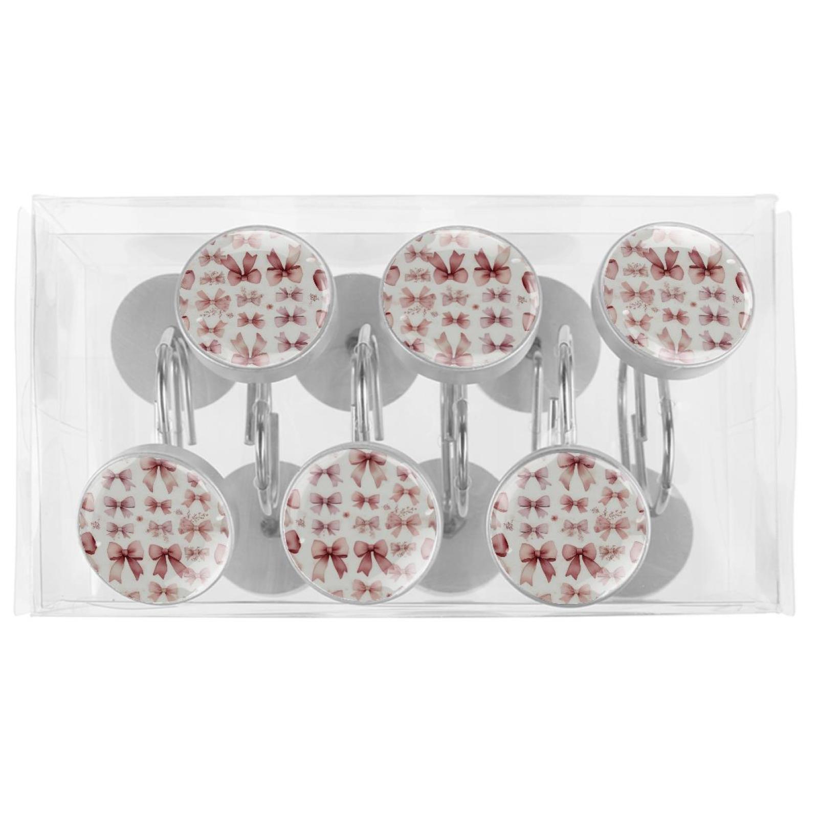 HemaKayy 12 Pcs Shower Curtain Hooks Bathroom Decorative Accessories Fuzzy Bow Tie