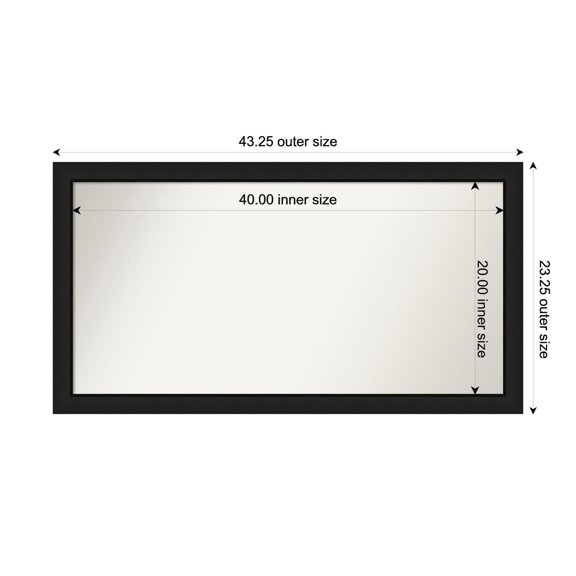 Amanti Art Custom Wall and Bathroom Mirror (23.25 x 43.25 in.), Midnight Black Narrow Frame