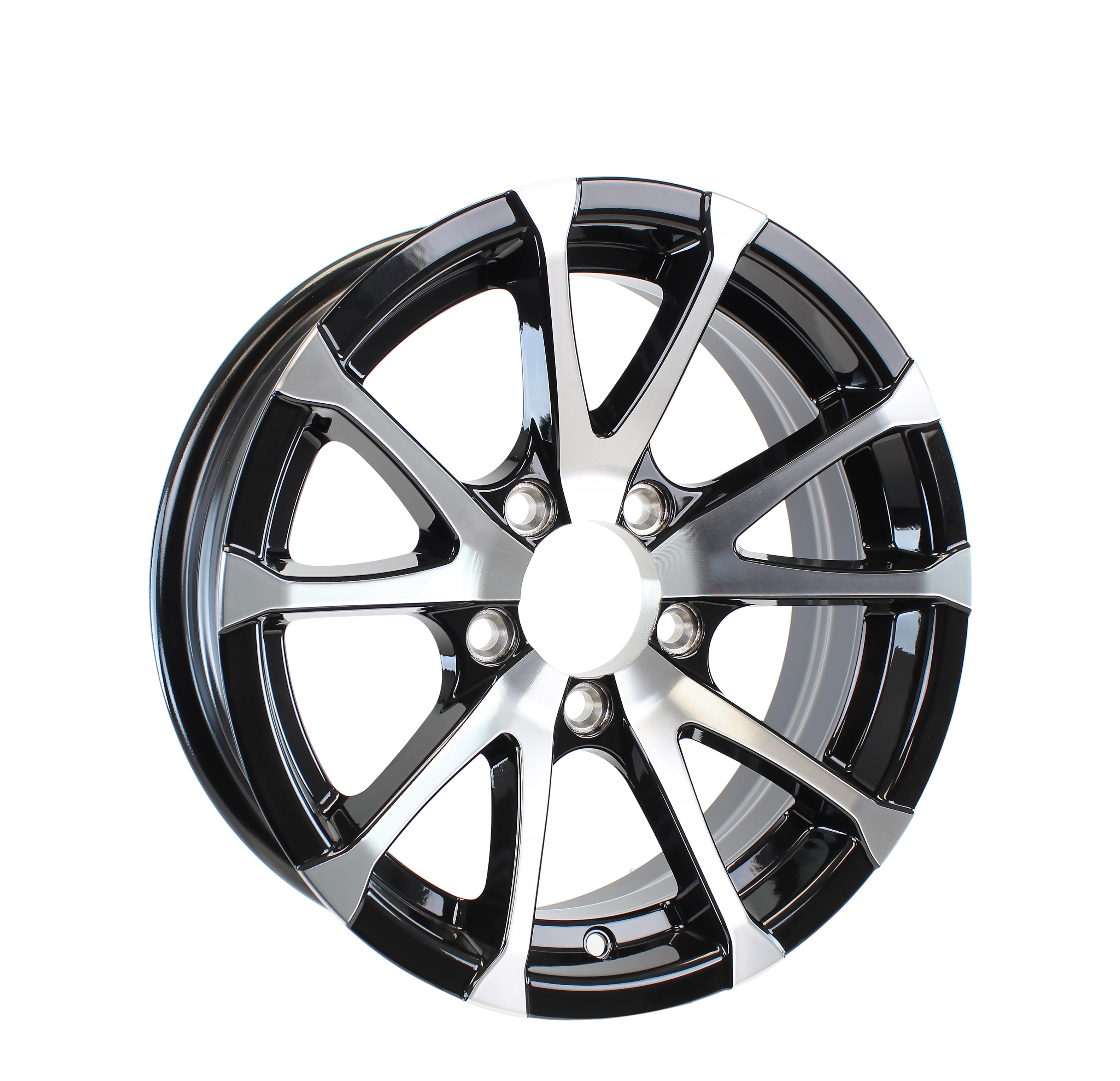 eCustomrim 2-Pack Aluminum Trailer Wheels 12x4 12 Inch Rim Black Machined 5 Lug