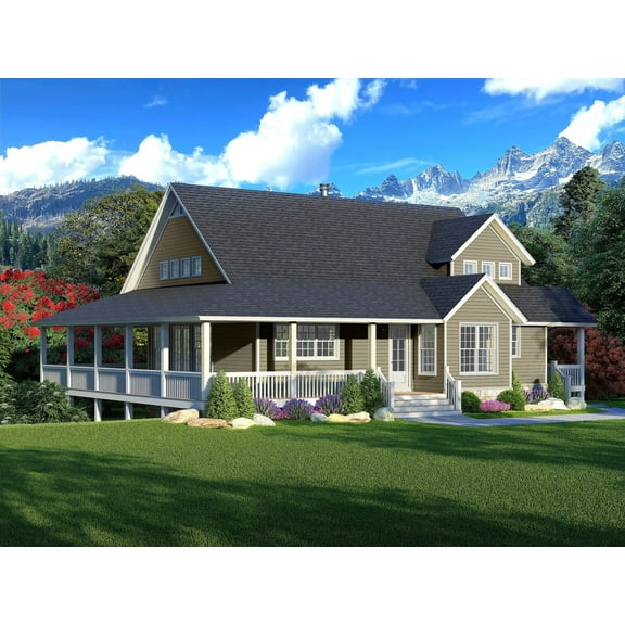763-16406: Traditional Country 3 Bed, 3 Bath Luxury Home Plan, 3877 Sq Ft: Full Blueprints with License to Build by Home Plan Marketplace - Lesuto