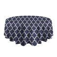 thumbnail image 5 of Navy and White Geometric Lattice Pattern Round Tablecloth 60"x60",Wrinkle Wipeable Table Cloth for Kitchen Dining Room Picnic Patio Party, 5 of 6