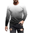 thumbnail image 2 of Zylanna Men's T-Shirts Tee, Long Sleeve Stretchy Gradient Color Crew Neck Casual Tops for Man Dark Gray, 2 of 4
