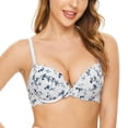 thumbnail image 3 of Deyllo Women's Push Up Plung Sexy Lace Padded Cup Size Up Underwire Bra, Blue Bamboo 32DD, 3 of 8