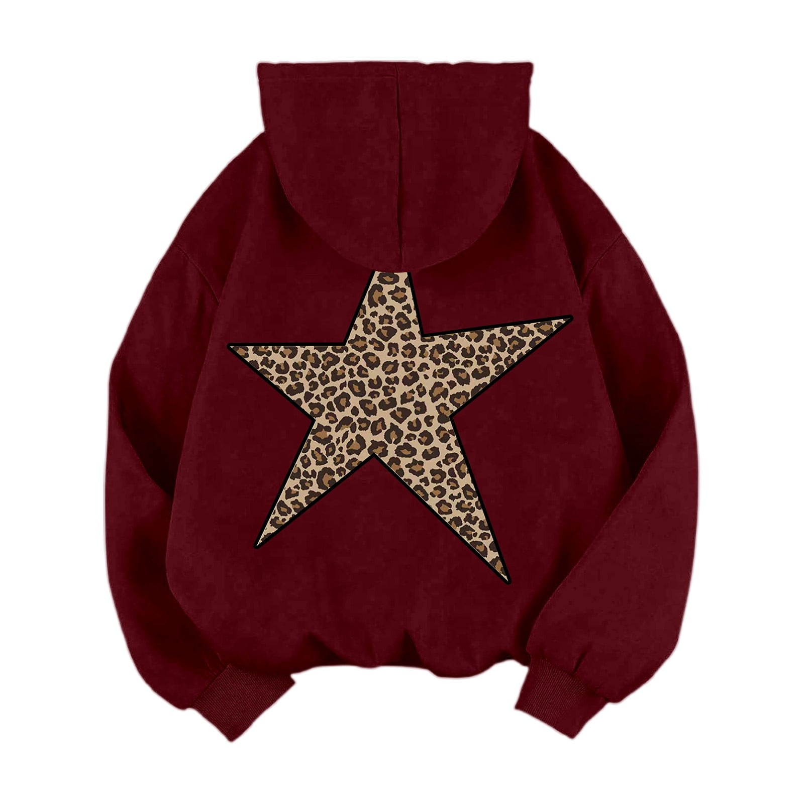 Leopard Star Hoodies for Women Oversized Cheetah Graphic Long Sleeve Hooded Sweatshirt Fashion Y2k Streetwear Pullover Tops