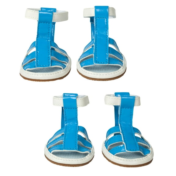 Pet Life ® 'Buckle-Supportive' PVC Waterproof Pet Dog Shoes Sandals - Set Of 4