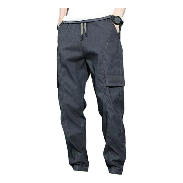 Pantalon cargo para hombre Baggy Cintura alta Pierna ancha con bolsillos Pantalones de trabajo Joggers casuales Gris oscuro Yuyangstore Pantalones tipo cargo Walmart en linea