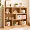 thumbnail image 3 of Costway Open 3-tier Gray Wooden Bookcase Storage Display Cabinet for Living Room, Oak Yellow, 3 of 10
