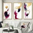 thumbnail image 1 of Designart "Peaceful Intensity Magenta and Gold Series II" Abstract Painting Framed Wall Art Set Of 3 - Gold Modern Frame Gallery Wall Set For Home Decor, 1 of 6