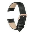 thumbnail image 1 of Correas de reloj de cuero Uxcell de 18 mm, correa de reemplazo clásica con relieve, elegante correa de reloj vintage, negro y oro rosa, 1 of 6