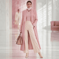 thumbnail image 4 of Women's Belted Solid Color Maxi Wool Coat,Notched Lapel Single Breasted Long Winter Overcoat,Elegant Tailored Outerwear for Office 04-Pink XXL, 4 of 5