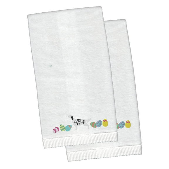 English Setter Easter White Embroidered Plush Hand Towel Set of 2