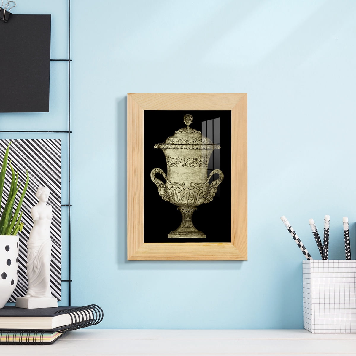 Garden Antiquities IV -Framed Print w/glass-Natural Wood