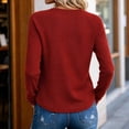 thumbnail image 4 of Kcavykas Womens Tops Waffle Knit Women's Blouses Crew Neck Raglan Long Sleeve Loose Casual Top for Daily, 4 of 8