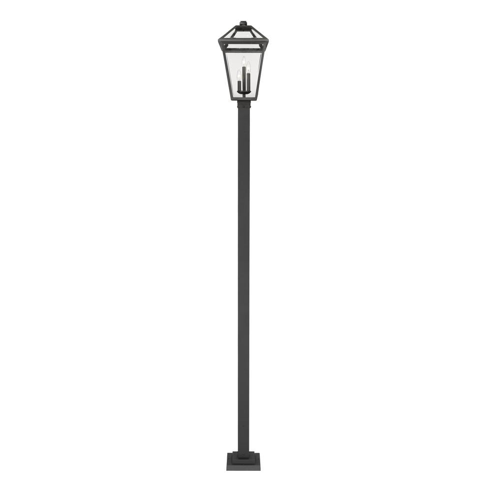 Z-Lite Talbot 3 Light 118" Clear Glass Steel Outdoor Lamp Post in Black