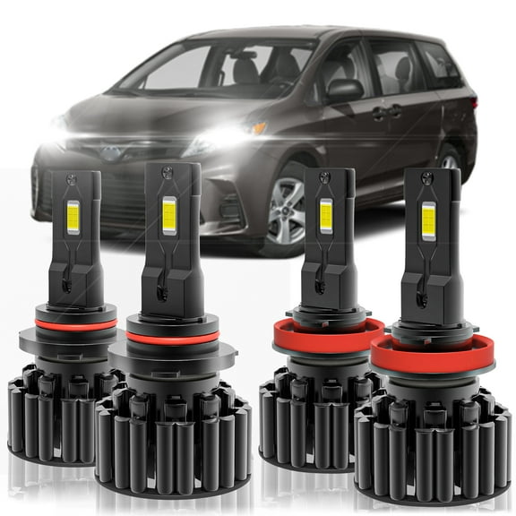 For Toyota Sienna 2011-2017 9005 H11 LED Headlight Bulbs Combo, High Low Beam Replacement, 4PCS