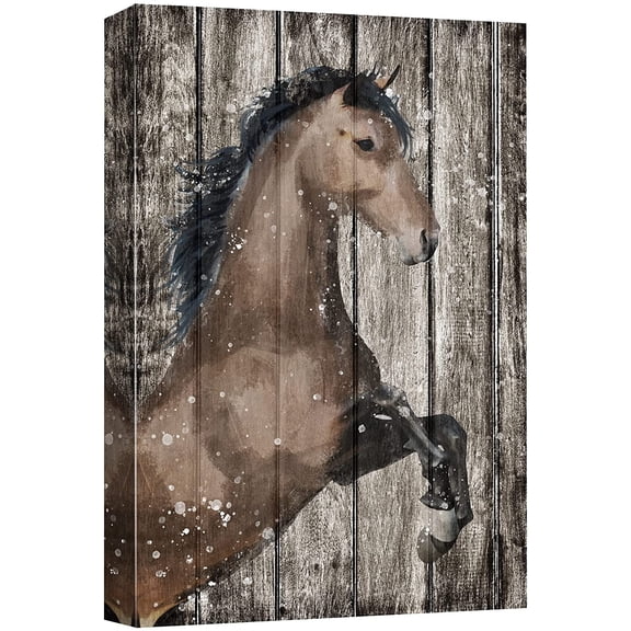 wall26 Canvas Print Wall Art Animal Horse Portrait Retro Barn Wood Panels Nature Wilderness Illustrations Modern Art Bohemian Scenic Relax/Calm Multicolor for Living Room, Bedroom, Office - 32"x