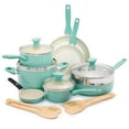thumbnail image 1 of GreenPan Rio Healthy Ceramic Nonstick 16 Piece Cookware Set, PFAS-Free, Dishwasher Safe, Turquoise, 1 of 2