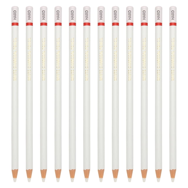 Uxcell Hard Drawing Pencils for Sketching, 12PCS Sketch Pencils for Drawing Art Pencils Graphite Wood Pre-sharpened for Drawing Sketching Artist, Round, White Refill, White/Red Pole