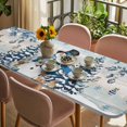 thumbnail image 3 of Blue Christmas Table Cloths for 8 Foot Rectangle Tables, Snowman Xmas Tree Balls Snowflake Vintage Patio Waterproof Elastic Fitted Tablecloths, Washable Rectangular Table Cover for Camping, 3 of 8