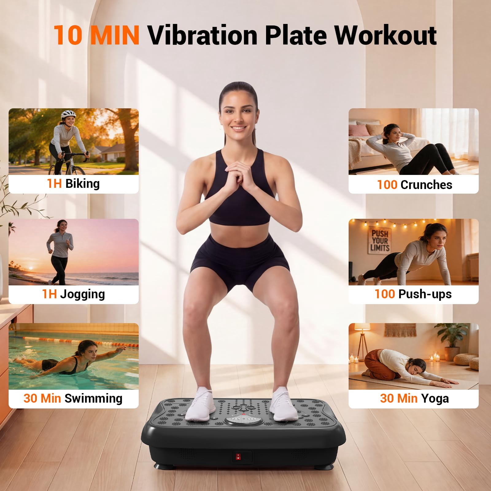 RIORUN Vibration Plate Exercise Machine with 300 Speeds and 150w, 460 lbs,Black