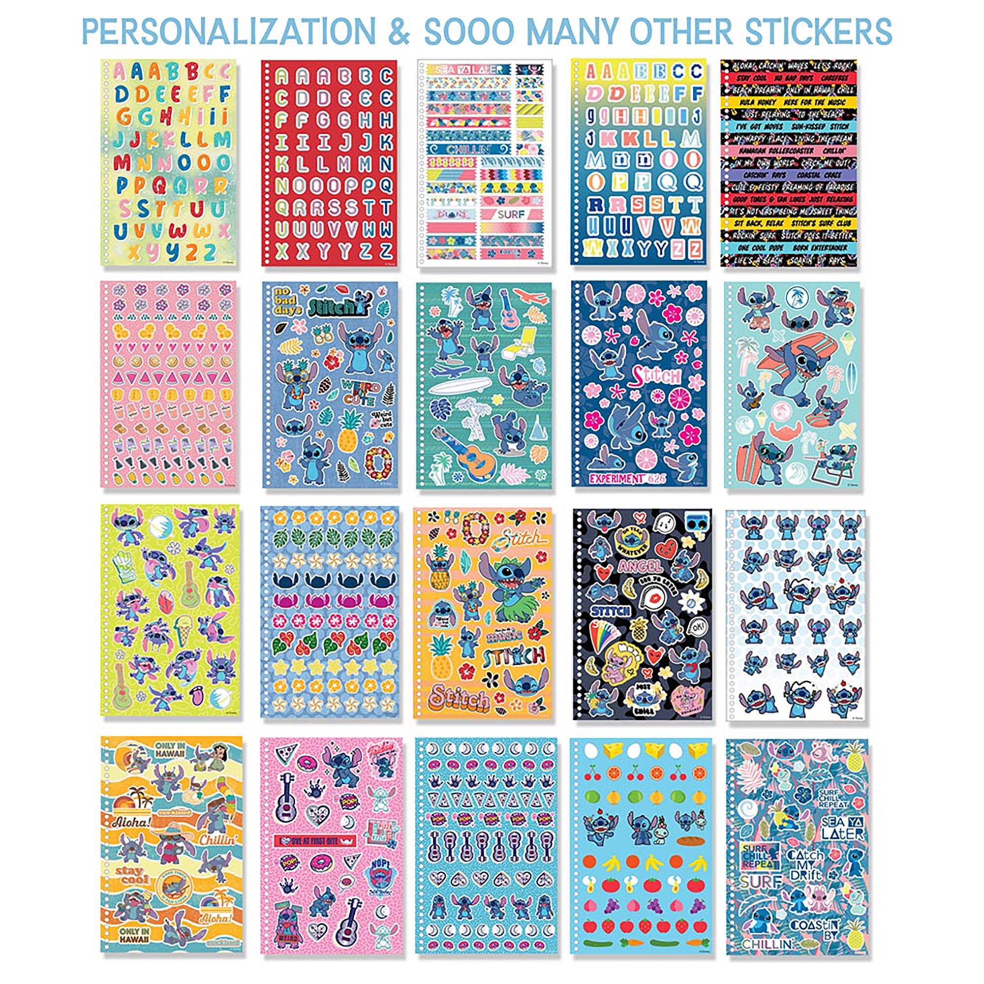 Fashion Angels: Disney Stitch - Sticker Collector Book - 1000+ Themed Stickers, Holographic-Vinyl-Colorful, 4 Tabbed Sections, Spiral Bound, Kids 8+