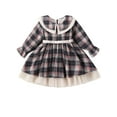 thumbnail image 2 of Elippeo Christmas Dress 12M 2Y 3Y 4Y 5Y 6Y Plaid Print Long Sleeve Round Neck Ruffled Tulle Patchwork A-Line Dress Xmas Clothing, 2 of 10