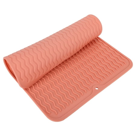 

Rubber Drying Mat Soft Flexible Dish Drying Mat For Restaurant For Sink For Kitchen Pink
