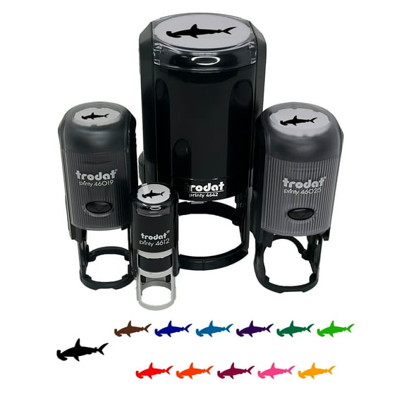 Hammerhead Shark Solid Self-Inking Rubber Stamp Ink Stamper - Red Ink - Large 1-1/2 Inch