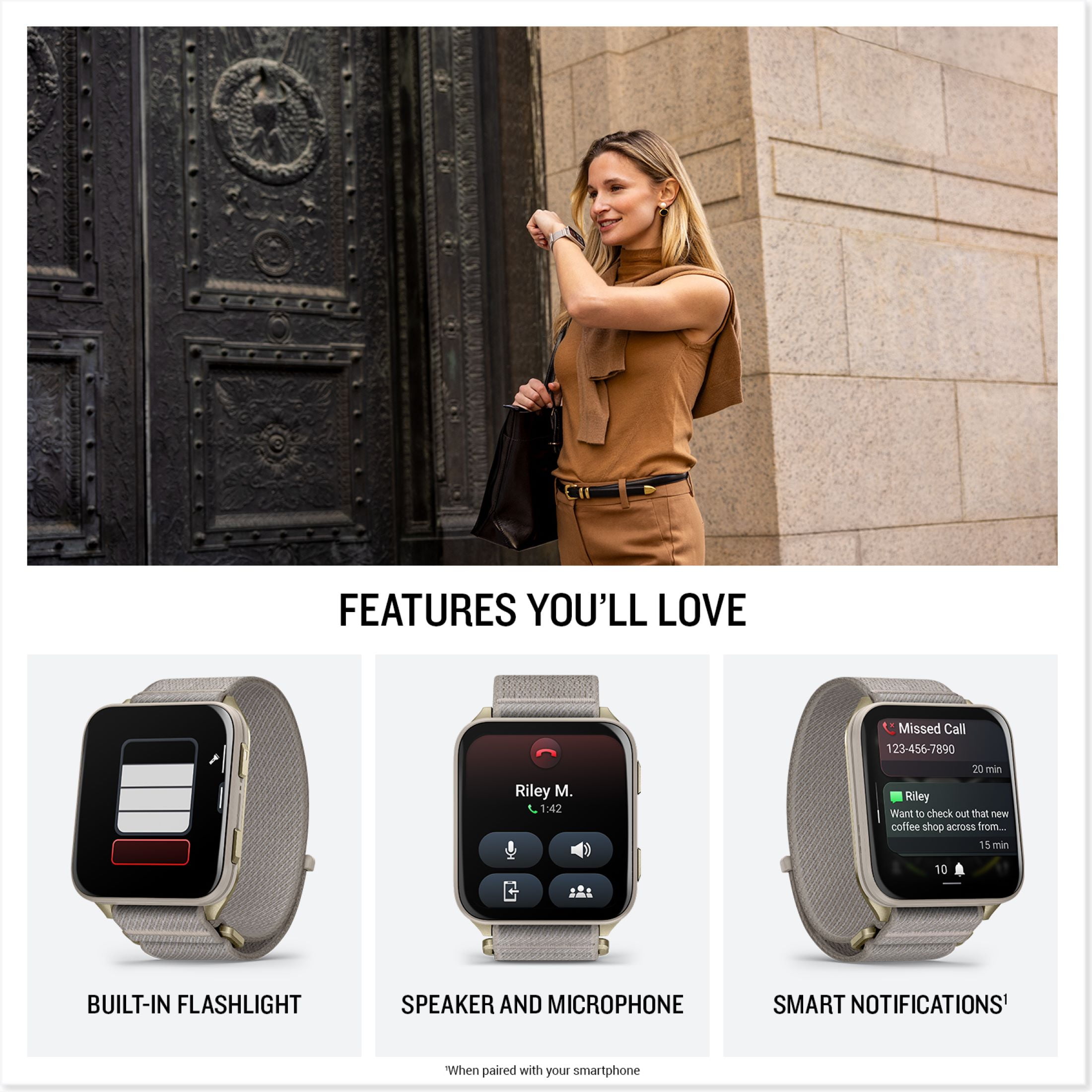 Garmin Venu X1, Thin and Lightweight GPS Smartwatch, AMOLED Display, Advanced Health and Fitness Features, Soft Gold with Titanium Caseback and French Gray ComfortFit Nylon Band