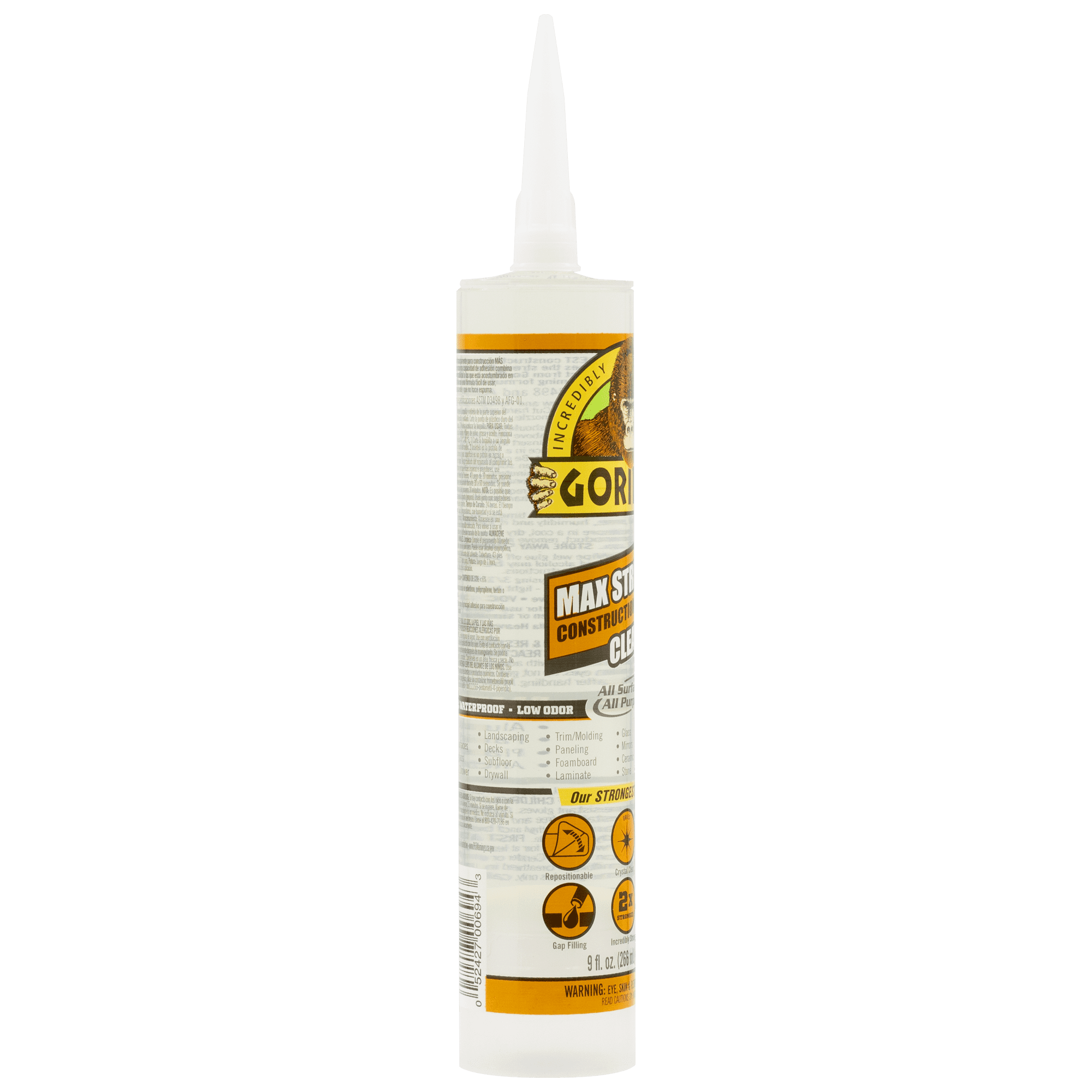 Gorilla 2.5 oz. Max Strength Construction Adhesive Clear
