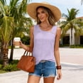 thumbnail image 2 of TARIENDY Eyelet Tank Tops for Women Loose Fit Breathable Summer Blouses Sleeveless Crewneck Shirts Beach Vacation Outfits Purple S, 2 of 9